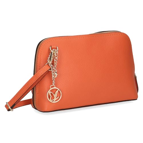 CAPRICE Damen Umhängetasche mit Reißverschluss Klein, Orange (Orange Nappa), 1 von CAPRICE