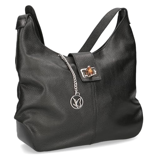 Caprice Damen Schultertasche aus Leder Mittelgroß, Schwarz (Black Nappa) von CAPRICE