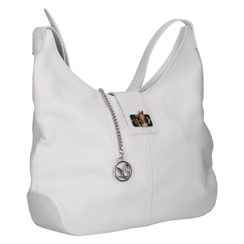 Caprice Damen Schultertasche aus Leder Mittelgroß, Weiß (White Nappa) von CAPRICE