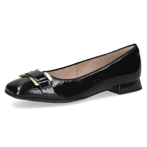 Caprice Damen Ballerinas aus Leder Kleiner Absatz, Schwarz (Black Naplak), 39 EU von CAPRICE