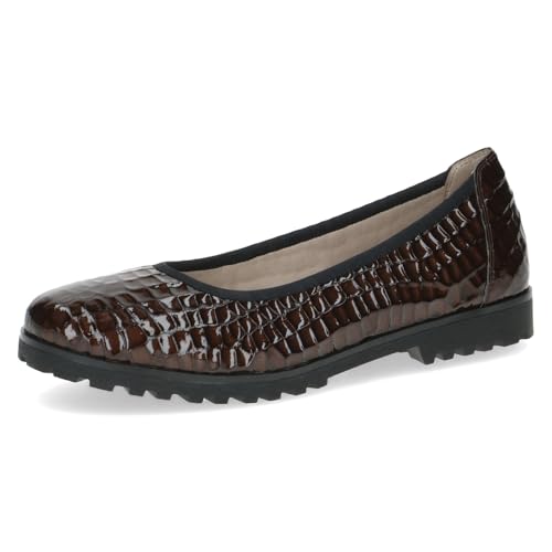 Caprice Damen Ballerinas aus Leder Rund, Braun (Bronce Croco), 41 EU von CAPRICE