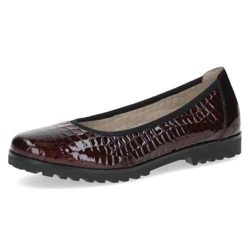 Caprice Damen Ballerinas aus Leder Rund, Rot (Bord. Croco), 40 EU von CAPRICE