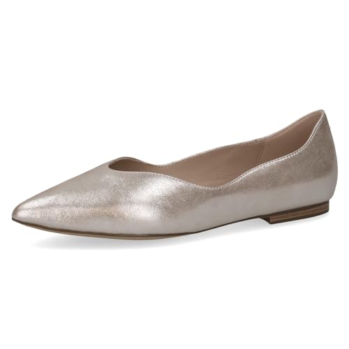 Caprice Damen Ballerinas aus Leder Spitz, Beige (Taupe Metallic), 36 von CAPRICE