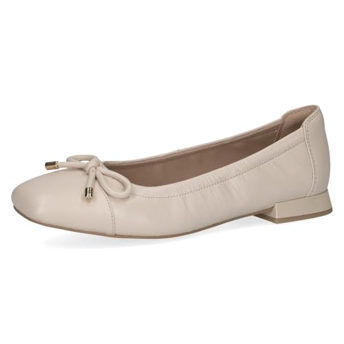 Caprice Damen Ballerinas aus Leder mit Blockabsatz, Cremefarben (Cream Perlato), 42 EU von CAPRICE