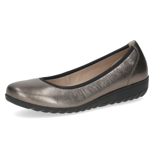 Caprice Damen Ballerinas aus Leder mit Keilabsatz, Metallisch (Piombo Metal), 37 EU von CAPRICE
