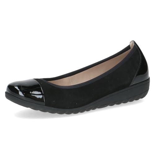 Caprice Damen Ballerinas aus Leder mit Keilabsatz, Schwarz (Black Sue Comb), 42 EU von CAPRICE