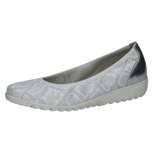 Caprice Damen Ballerinas aus Leder mit Keilabsatz, Silber (Silver Comb), 42 von CAPRICE