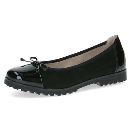 Caprice Damen Ballerinas aus Leder mit Schleife, Schwarz (Black Suede), 41 EU von CAPRICE