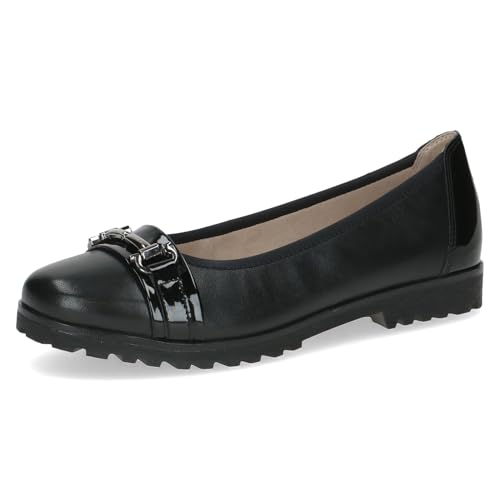 Caprice Damen Ballerinas aus Leder mit Zierschnalle, Schwarz (Black Comb), 40 EU von CAPRICE