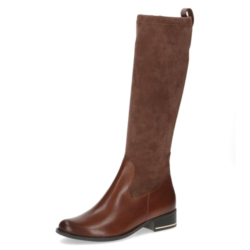 Caprice Damen Hohe Stiefel mit Absatz Runde Spitze Blockabsatz, Braun (Cognac Comb), 38.5 EU von CAPRICE