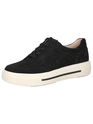 CAPRICE Damen Sneaker flach aus Leder mit Schnürsenkeln, Schwarz (Black Suede), 41 EU von CAPRICE