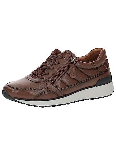 CAPRICE Damen Sneaker flach aus Leder mit Reißverschluss, Braun (Muscat Softnap), 36 EU von CAPRICE