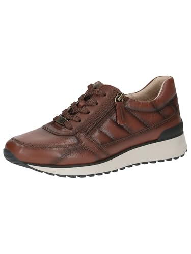 CAPRICE Damen Sneaker flach aus Leder mit Reißverschluss, Braun (Muscat Softnap), 39 EU von CAPRICE