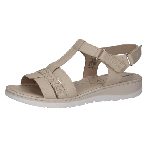 Caprice Damen Sandalen mit Absatz aus Leder Bequem, Beige (Eggshell Nappa), 42 von CAPRICE