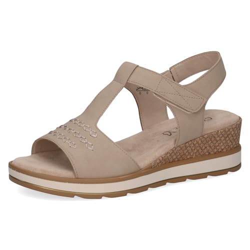 Caprice Damen Sandalen mit Keilabsatz mit Klettverschluss Bequem, Braun (Taupe Suede), 41 von CAPRICE