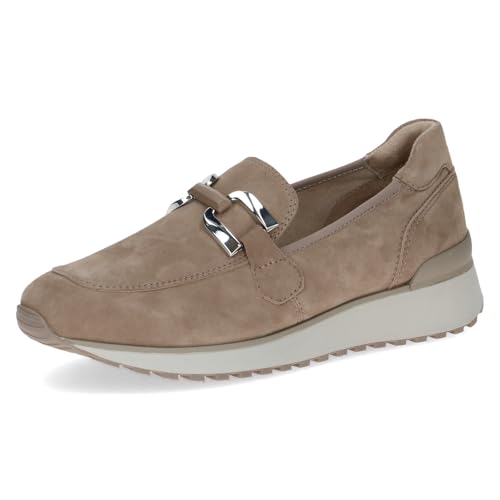 Caprice Damen Slipper aus Leder Bequem, Braun (Taupe Suede), 37 EU von CAPRICE