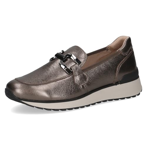 Caprice Damen Slipper aus Leder Bequem, Metallisch (Piombo Metal), 39 EU von CAPRICE