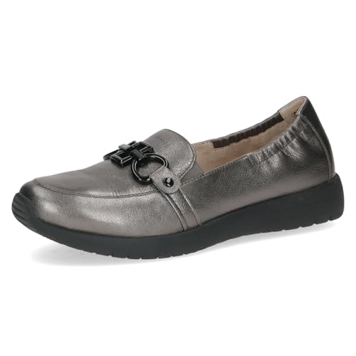 Caprice Damen Slipper aus Leder Bequem, Silber (Dk Grey Metal.), 39 EU von CAPRICE