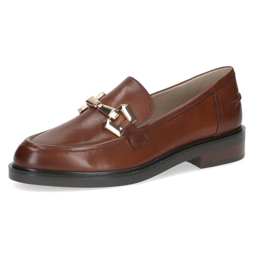 Caprice Damen Slipper aus Leder mit Blockabsatz, Braun (Cognac Nappa), 40 EU von CAPRICE