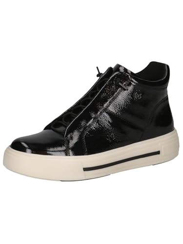 CAPRICE Damen Sneaker hoch aus Leder mit Reißverschluss, Schwarz (Black Naplak), 38 EU von CAPRICE