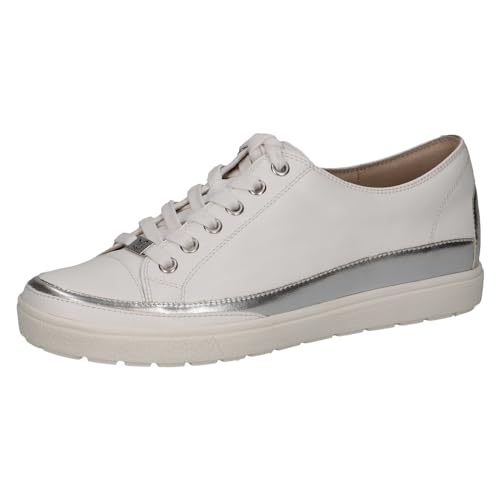 Caprice Damen Sneaker flach aus Leder mit Schnürsenkeln, Weiß (White Comb), 40.5 EU von CAPRICE