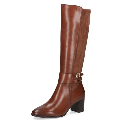 Caprice Damen Stiefel mit Blockabsatz Elegant, Braun (Cognac Comb), 40.5 EU von CAPRICE