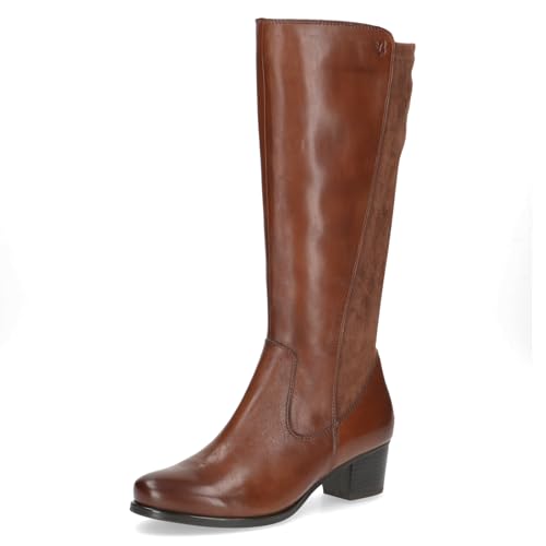 Caprice Damen Stiefel mit Blockabsatz Stretch-Schaft, Braun (Cognac Comb), 40.5 EU von CAPRICE