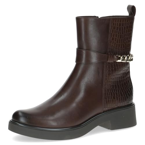 Caprice Damen Stiefeletten aus Leder mit Blockabsatz, Braun (Dk Brown Comb), 40.5 EU von CAPRICE
