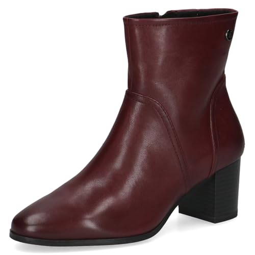 Caprice Damen Stiefeletten aus Leder mit Blockabsatz, Rot (Bordeaux Nappa), 38.5 EU von CAPRICE