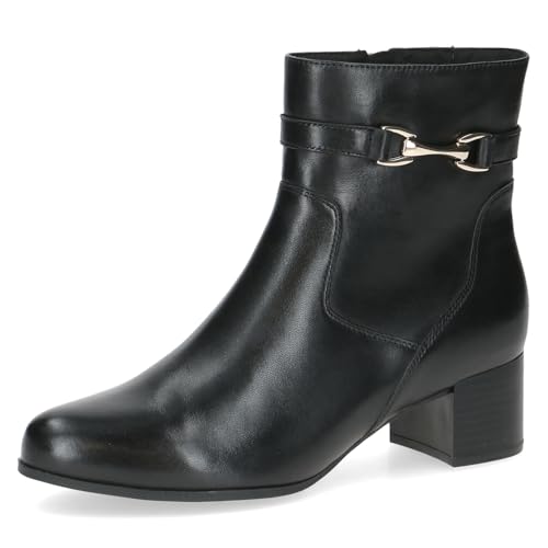 Caprice Damen Stiefeletten aus Leder mit Blockabsatz, Schwarz (Black Nappa), 42 EU von CAPRICE