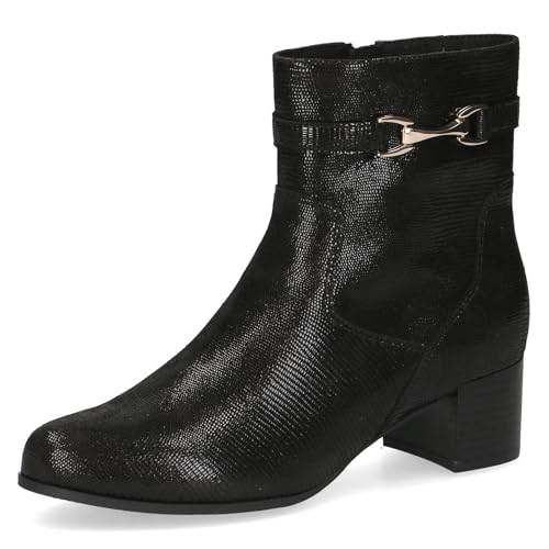 Caprice Damen Stiefeletten aus Leder mit Blockabsatz, Schwarz (Black Reptile), 37 EU von CAPRICE