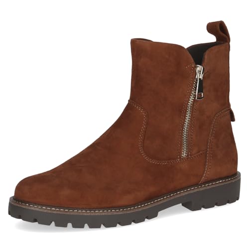 Caprice Damen Stiefeletten aus Leder mit Reißverschluss, Braun (Cognac Suede), 42 EU von CAPRICE