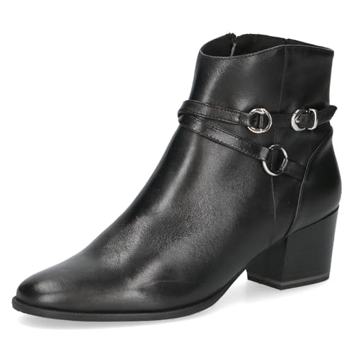 Caprice Damen Stiefeletten aus Leder mit Schnalle, Schwarz (Black Nappa), 41 EU von CAPRICE