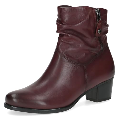 Caprice Damen Stiefeletten mit Absatz aus Leder mit Reißverschluss, Rot (Bordeaux Nappa), 37.5 EU von CAPRICE