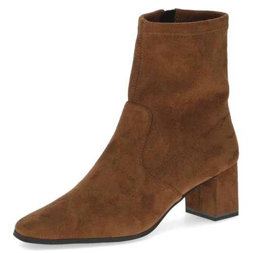 Caprice Damen Stiefeletten mit Absatz mit Reißverschluss Vegan, Braun (Brown Stretch), 40 EU von CAPRICE