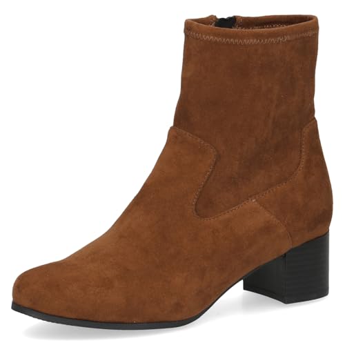 Caprice Damen Stiefeletten mit Absatz mit Reißverschluss Vegan, Braun (Brown Stretch), 41 EU von CAPRICE