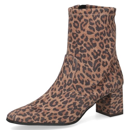 Caprice Damen Stiefeletten mit Absatz mit Reißverschluss Vegan, Mehrfarbig (Leo Stretch), 37 EU von CAPRICE