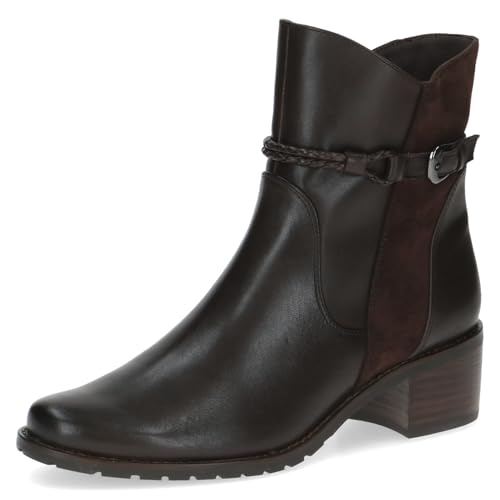 Caprice Damen Stiefeletten mit Schnalle Blockabsatz, Braun (Dk Brown Comb), 40.5 EU von CAPRICE