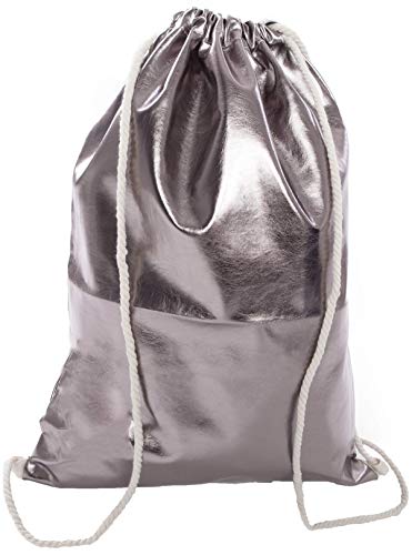 Beutel Aufdruck Tasche Rucksack Jutebeutel Muster Hipster Turnbeutel Gym Stringbags Bag, Unisex (Grau/Metallic) von CAPRIUM