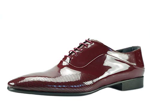 CAPRIUM Lackschuhe Derbyschuhe Schuhe Business Glänzend, Herren E1526 Schuhgröße 43, Farbe Dunkelrot von CAPRIUM