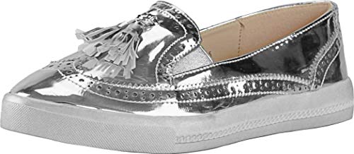 CAPRIUM Moderne Schuhe Espadrilles Sandalen Mokassin Fransen Halbschuhe, Damen 000M2001 (37, Silber M2005) von CAPRIUM