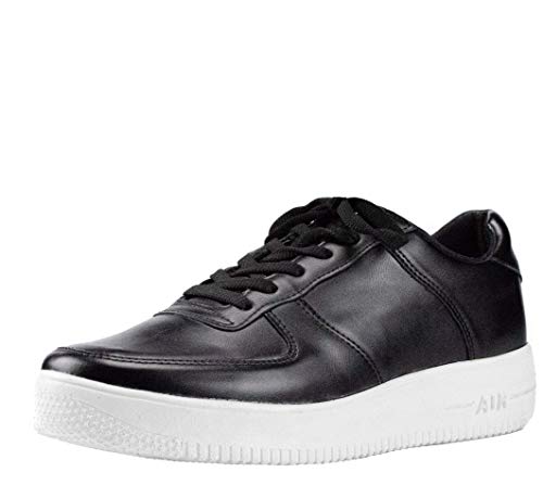 CAPRIUM Schuhe Sommer Sneaker Sport Schnür Halbschuhe Air, Herren 000734 (44, Schwarz-Weiß) von CAPRIUM