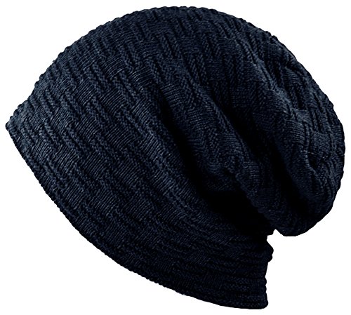 CAPRIUM warme Feinstrick Beanie Mütze mit Flecht Muster und sehr weichem Fleece Innenfutter, Unisex 00065254 (Dunkelblau) von CAPRIUM