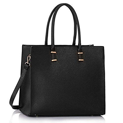 CAPRIUM Damen Handtasche Schultertasche Tasche Large Umhängetasche Entwerfer Shopper Henkeltasche, Neu (Schwarz) von CAPRIUM