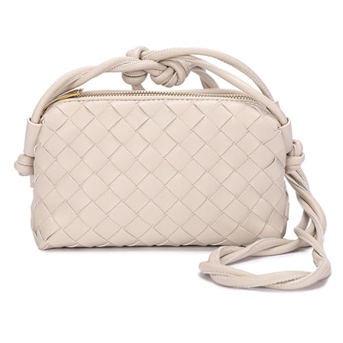 CAPTAIN VIKINGS Gewebte Crossbody-Tasche für Damen, kleine handgefertigte Geldbörse, Clutch, Umhängetasche, Handtasche mit Reißverschluss, Beige, Gewebter Metallic-Hobo CAPTAIN VIKINGS Gewebte Crossbody-Tasche für Damen, kleine handgefertigte Geldbörse, Clutch, Umhängetasche, Handtasche mit Reißverschluss, Beige, Gewebter Metallic-Hobo von CAPTAIN VIKINGS