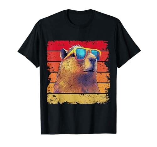 CAPYWEAR Coole Capybara Kinder T-Shirt Schwarz S Klassisch geschnitten Doppelt genähter Saum von CAPYWEAR