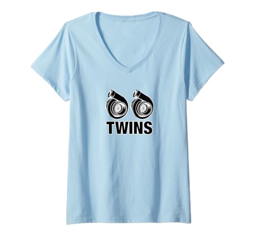 Damen Turbo Twins für Damen und Herren T-Shirt mit V-Ausschnitt Damen Turbo Twins für Damen und Herren T-Shirt mit V-Ausschnitt von CAR DRAG RACING SKID DRIFT APPAREL