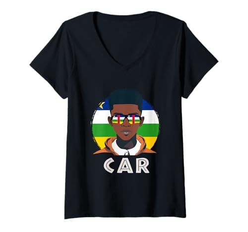 Damen Auto, Zentralafrikanische Flagge, CAR Boy, African Boy, Central T-Shirt mit V-Ausschnitt Damen Auto, Zentralafrikanische Flagge, CAR Boy, African Boy, Central T-Shirt mit V-Ausschnitt von CAR Flag Gifts for Central African Teens & Boys