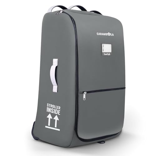 Premium Kinderwagen-Reisetasche für Flugzeug, schützende Aufbewahrungstasche für Torcheck, strapazierfähige Transportabdeckung für Kinderwagen (Einsitz-Kinderwagen, Rauchgrau, L 63,5 x B 30,5 x H 81,3 von CARAMBOLA