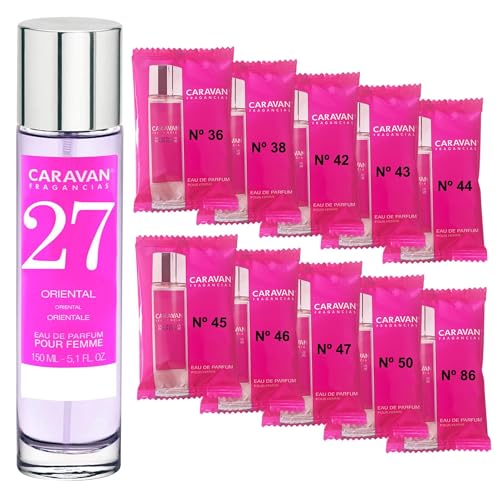 CARAVAN FRAGANCIAS Damenparfüm Nr. 27, 150 ml + Set mit 10 Flaschen mit verschiedenen Damenduften von Caravan, um neue Düfte zu entdecken von CARAVAN FRAGANCIAS